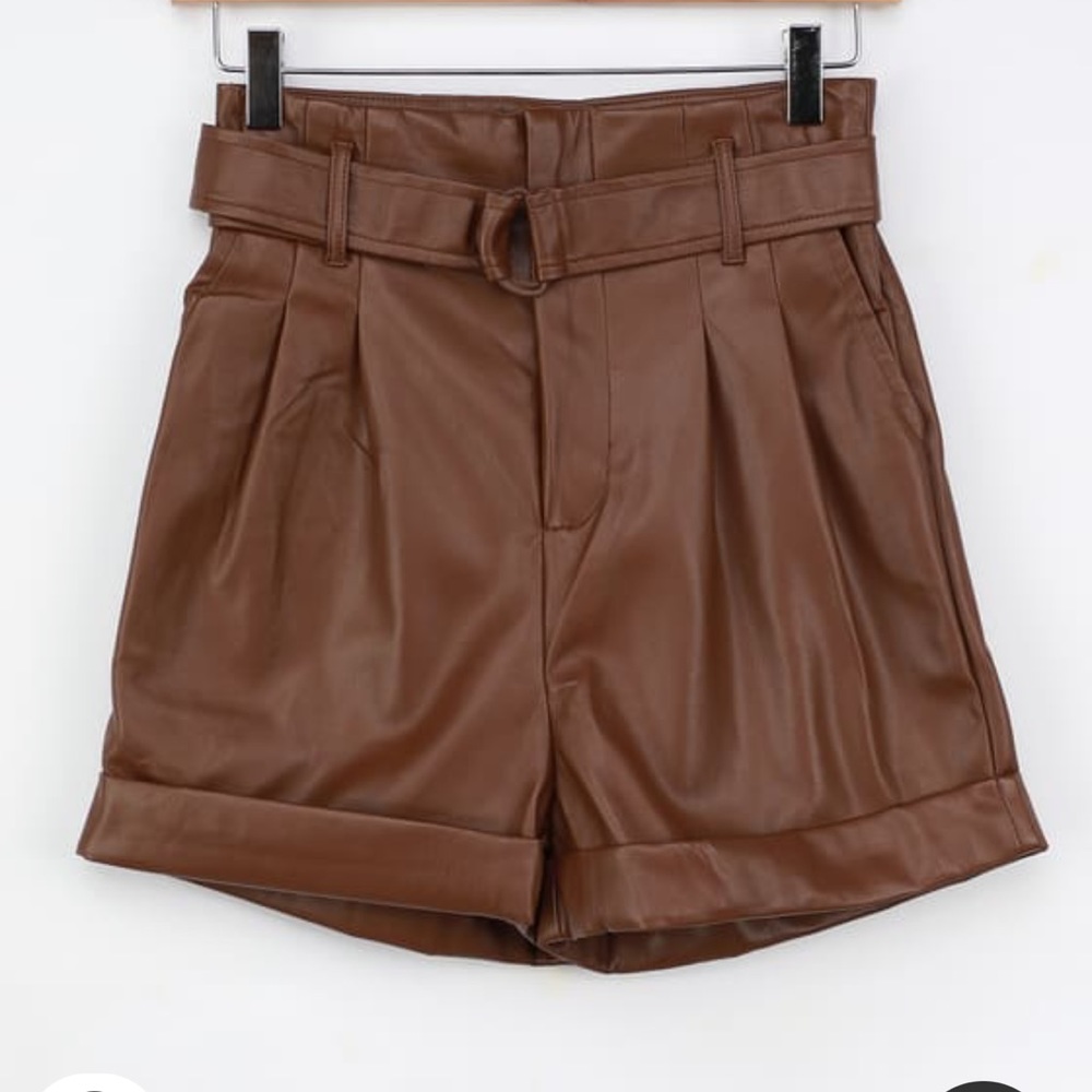 NWT Lulus brown vegan leather shorts